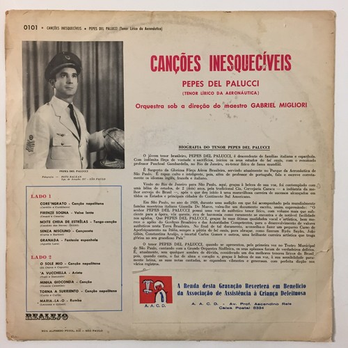 Pepes Del Palucci Tenor Lirico Da Aeronautica Cancoes Inesqueciveis Vinyl Record - Picture 2 of 4