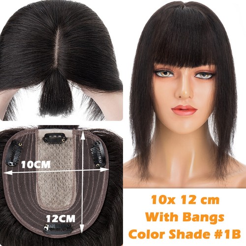 Clip In 100% Real Human Hair Topper Hairpiece System Toupee Top Wig Natural Long - Bild 24 von 48