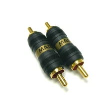 NEW 2 Pieces Straight AV GOLD RCA Male to Male Connectors Couplers Adapters USA