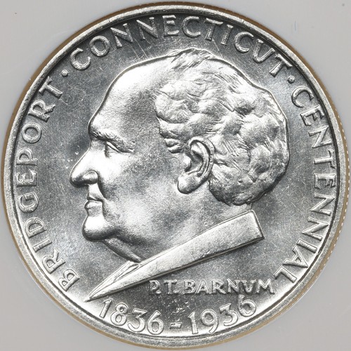 1936 50C NGC MS65 Bridgeport Commemorative Half Dollar White - Picture 2 of 3