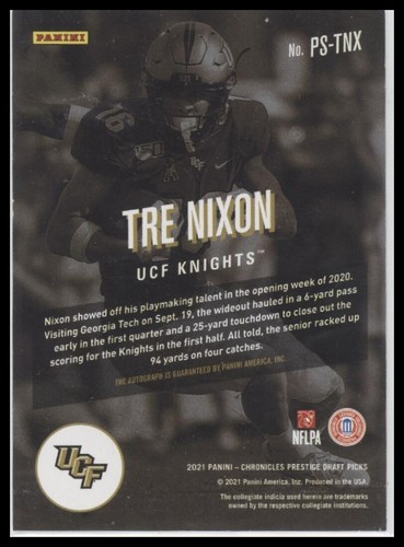 #PS-TNX Tre Nixon 2021 Panini Chronicles Draft Picks Xtra Points Firme - Foto 2 di 2