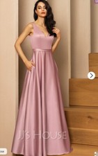 Ball-Gown/Princess Off-the-Shoulder Floor-Length Satin Bridesmaid Dress