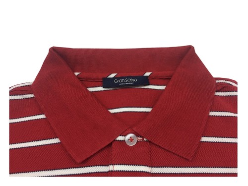 Gransasso Men's Half Sleeve Striped Polo 100% Cotton Made in Italy - Picture 3 of 7