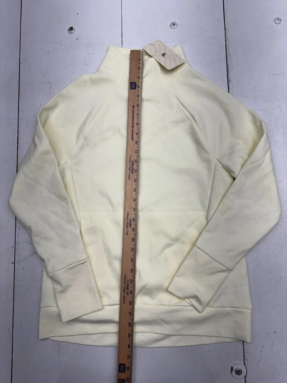 OFF WHITE Felpa con cappuccio pullover sportivo Fabletics avorio Zaylee collo imbuto tunica donna taglia M