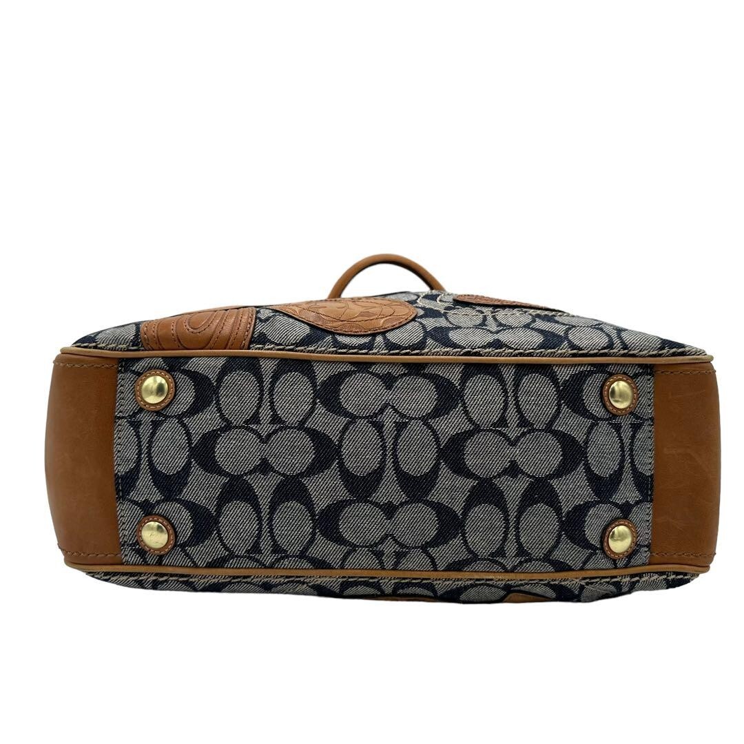 COACH BLEECKER DENIM SIGNATURE FLORAL LEATHER APPLIQUE TOTE 11783 PURSE