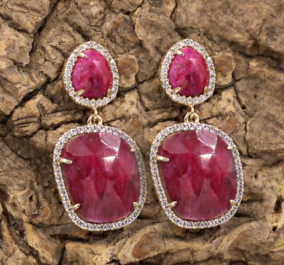 Solid 925 Sterling Silver Jewelry Faceted Tumble Ruby Corundum CZ