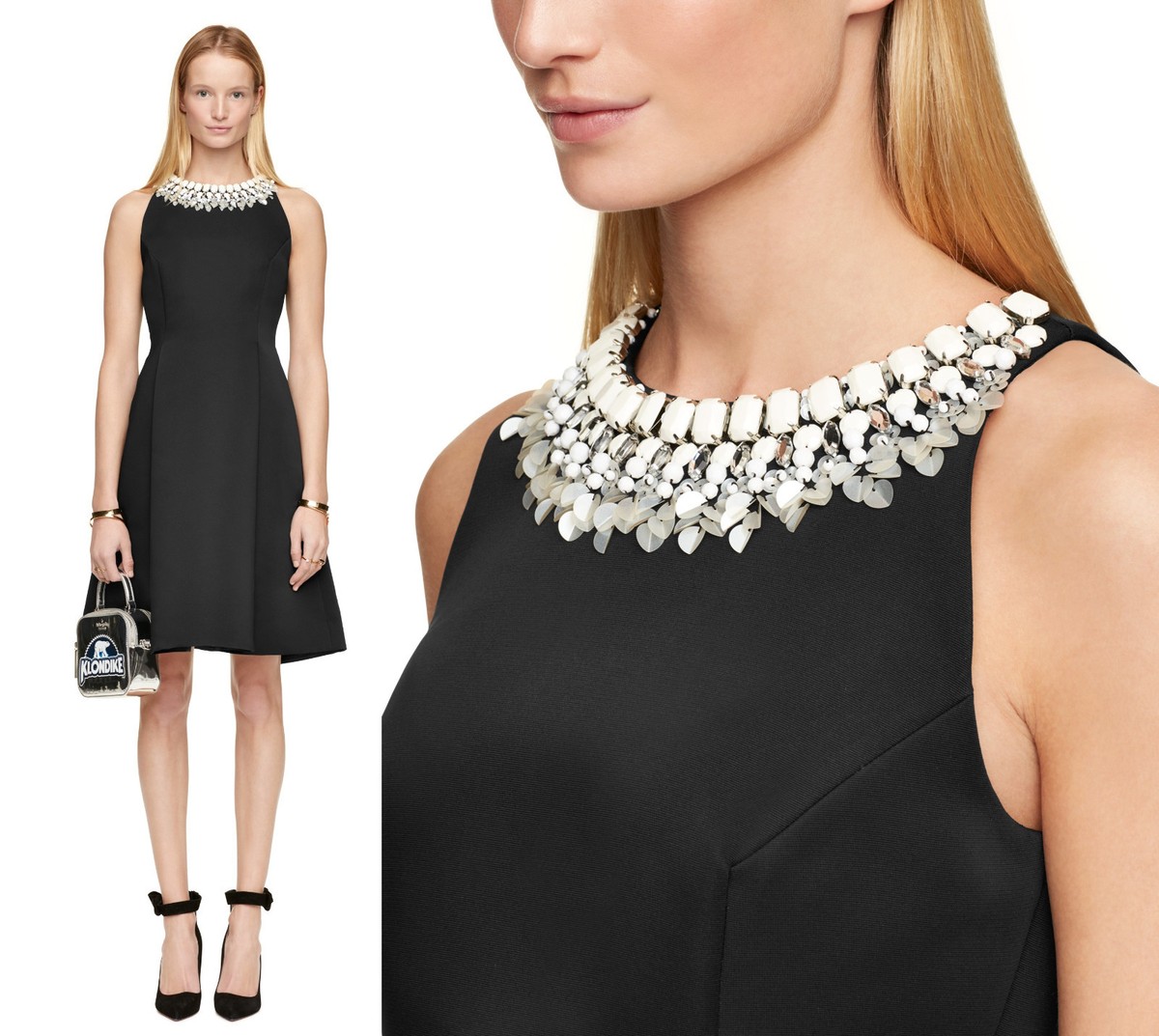kate spade embellished fit and flare dress Sequin Bow Fit-and-flare Dress