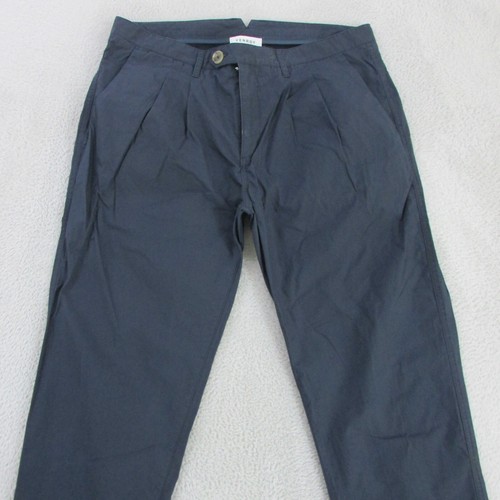 Venroy Pants Mens W32 L30 Blue Slim Pleated
