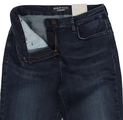 M&S Womens Marks & Spencer Blue Straight Sculpt Jeans Size 6 Petite DEFECT LABEL