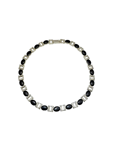 Sterling Silver 925 & Black Inlay Necklace 59.9dwt