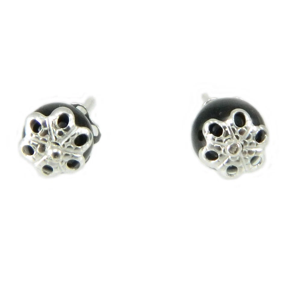 Orecchini sardi Su Coccu portafortuna argento pietra onice artigianato sardo - Immagine 2 di 2