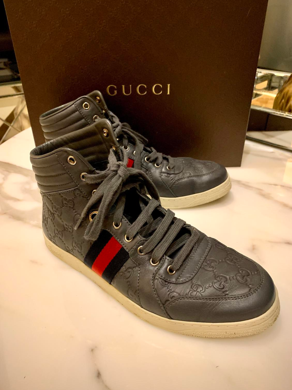 Men's Gucci Coda Guccissima High-Top Sneaker, Gray Size 8