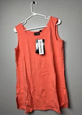 Attitudes by Renee Finespun Jersey Tank Shirttail Hem-Candy Coral-Large-A398060