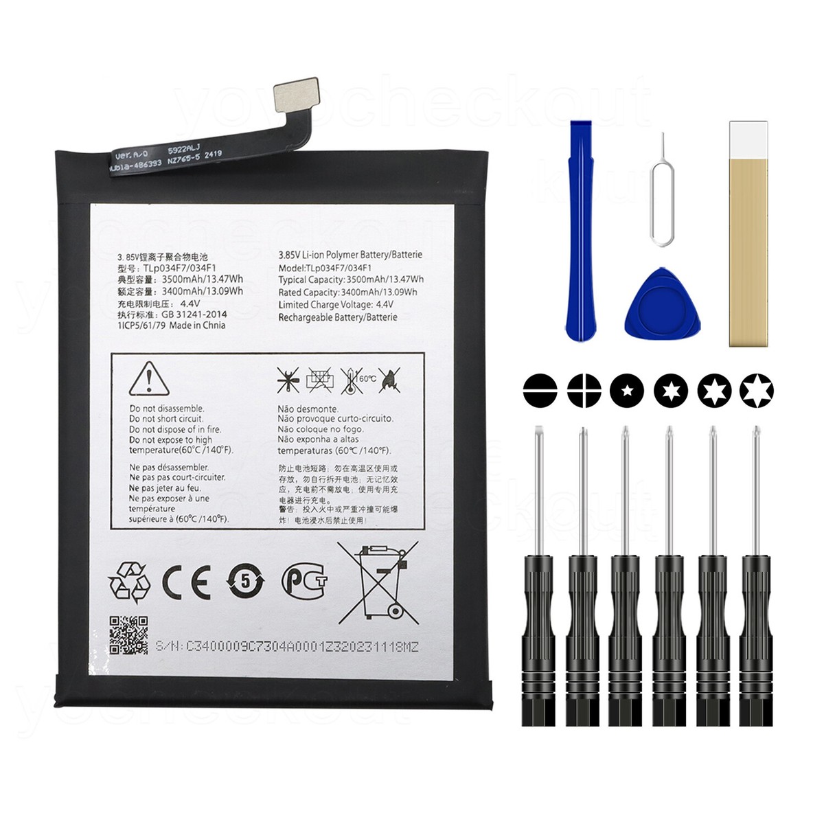 For TracFone TCL A3X A600DL Replacement Battery TLp034F1 TLp034F7