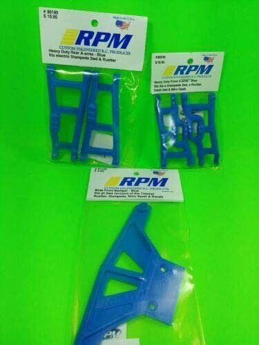 RPM 80245 80185 81165 Front Bumper Wide Blue A-Arms Rustler Stampede 2wd - Picture 1 of 1