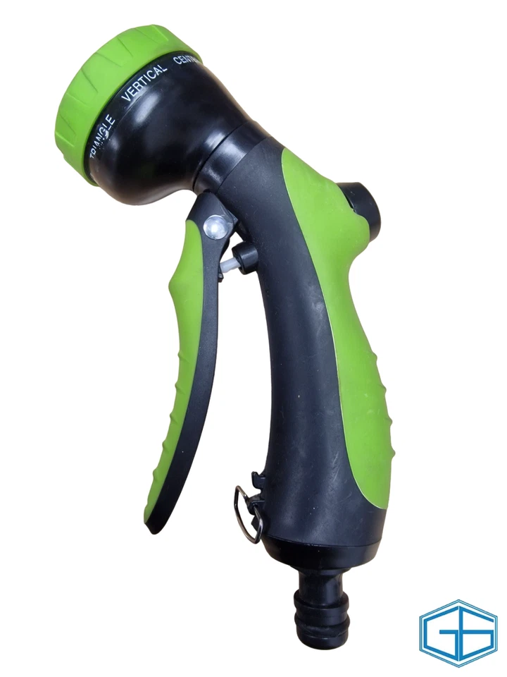 8 PATTERN SPRAY GUN WATER HOSE GUN COMFORT GRIP SWITCH ON OFF HAPPY PLANTS