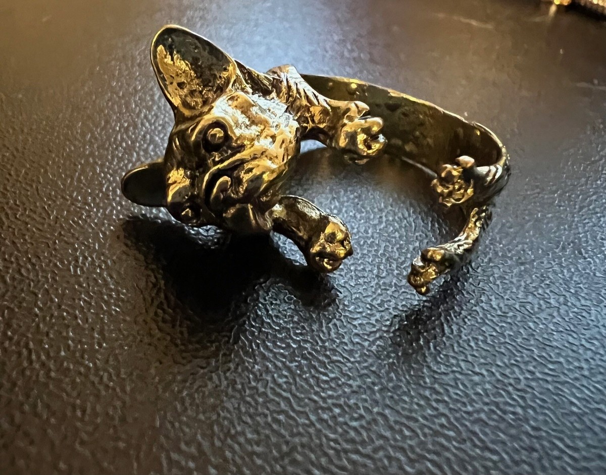 Dog Ring Pet Antique Vintage Animal Puppy Wrap Finger Adjustable