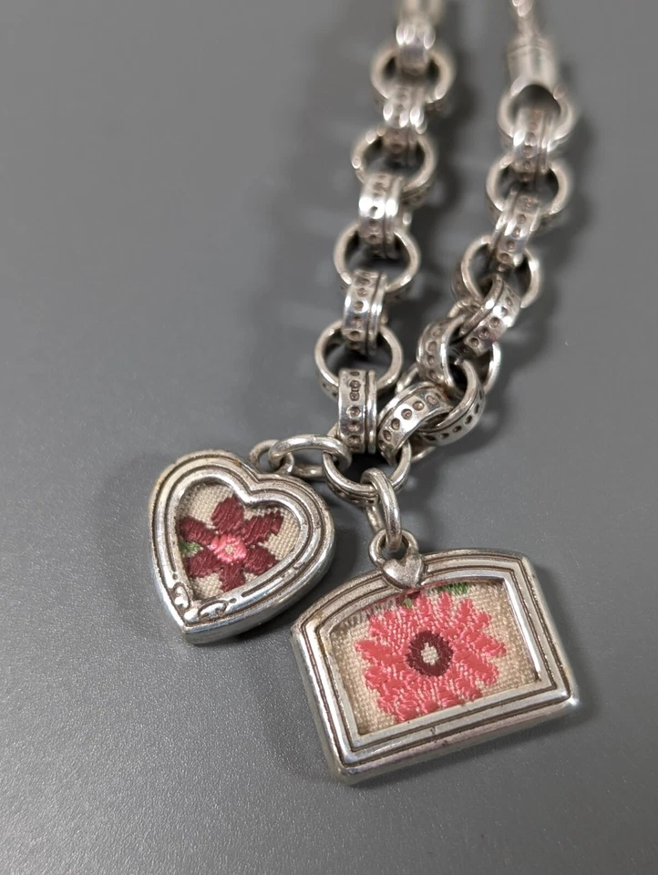 Brighton Embroidered Flower Heart Necklace Sweet Joyful Moment Imagine - Image 4 of 4