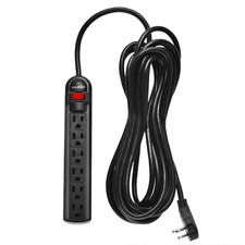 6-Outlet Surge Protector Power Strip with 15 Foot Long Extension Cord, Black,...