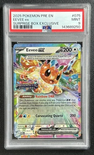 EEVEE EX PSA 9 2025 POKEMON PRISMATIC EVOLUTIONS #075/131 SURPRISE EXCLUSIVE 250