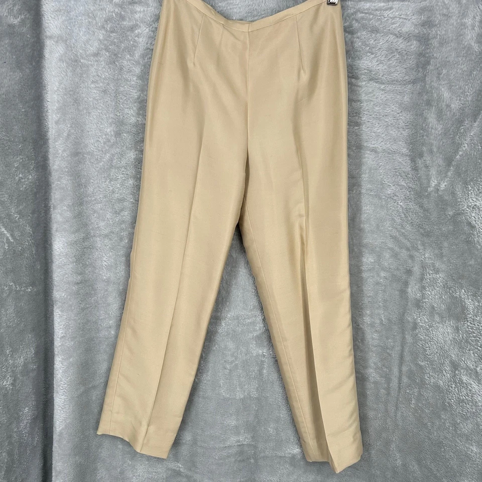 Conjunto Blazer Pantalones Maggy London Petite 100% Seda Dorado Claro Mujer Talla 2 Tostado Foto 3 de 4