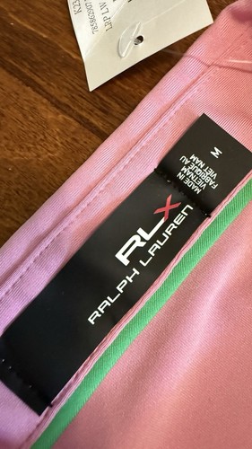 NWT RLX Ralph Lauren Men’s Golf Airflow Cotton Blend Pink Polo Shirt Sz M - 第 6/10 張圖片