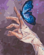 Paint by Numbers Kit for Adults Beginner,Blue Butterfly Easy Paint by Number Kit