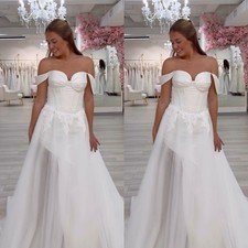Boho Wedding Dresses Off Shoulder Lace Appliques A Line Beach Bridal Gowns