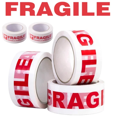 FRAGILE PRINTED STRONG PARCEL TAPE MULTILISTING 12 6 24 36 50mm 66m BOX 2" 72