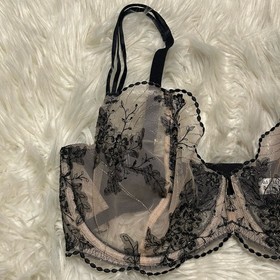 Wacoal 34G Bra Beige Black Midnight Soir&eacute;e Underwire Sheer 855314 NEW $98
