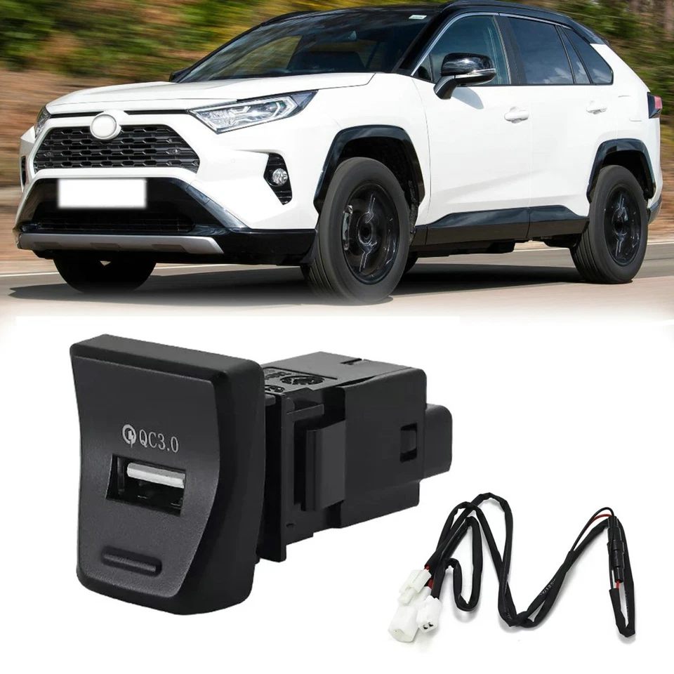 Adaptador USB QC 3.0 1 PIEZA cargador concentrador consola central LED para Toyota RAV4 2020-2022 Foto 2 de 4