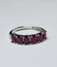 925 Sterling Silver Natural Marquise Pigeon Blood Red Ruby Half Eternity Ring