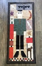 Quilt Textile Art w Appliqué Frankenstein Ha...