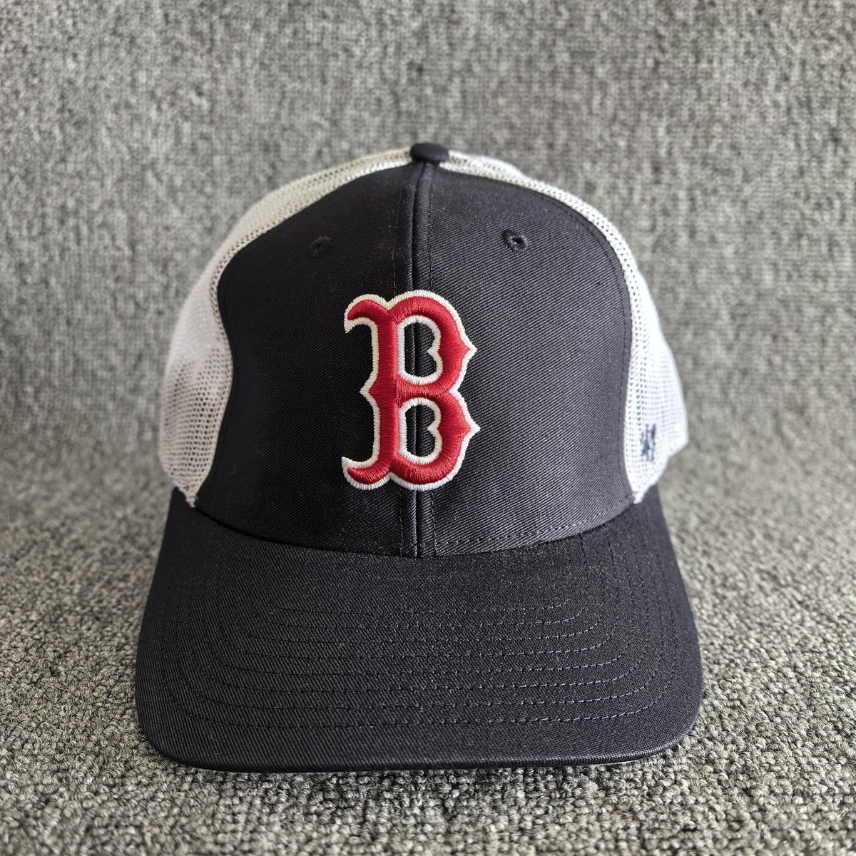 47 Brand Boston Red Sox MLB Trucker Hat Snapback Cap Black White Mesh
