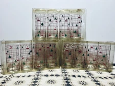Vintage PANACHE BY DEMA Christmas Glasses Holiday Tall Tumblers  Set 4