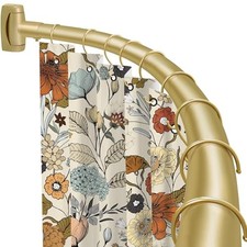 Curved Shower Curtain Rod 35-82In 2.9-6.8Ft , Gold Round Rustproof Shower Rod