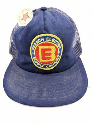 Vintage Branch Electric Snapback Foam Mesh Trucker Hat Blue OSFA