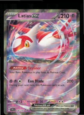 076 191 pokemon card Latias ex - 076/191 Price 2026 Colorless Eon Blade (200) During your next turn 2x Latias EX 076/191 Double