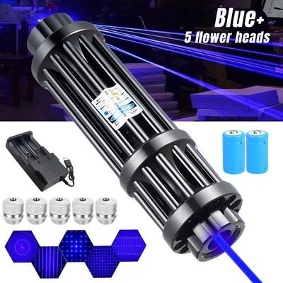 10 Watt Adjustable High Power Blue Burning Laser Pointer Visible Dot Torch