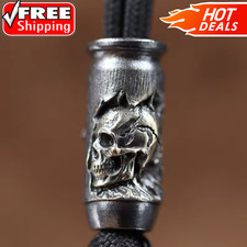 Skull Cross Bullet Brass Knife Bead EDC Paracord Lanyard DIY Charm Rope Pendant