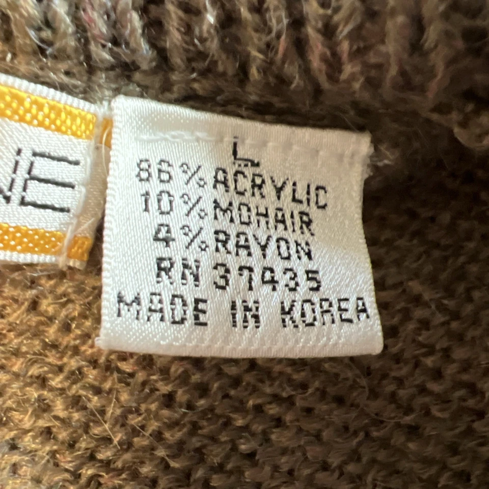 Vintage Adam Sloane Cardigã Suéter Colete Masculino G Marrom Fuzzy Mohair Vovô - Imagem 3 de 4