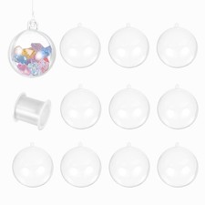 5.5" Dia. Clear Plastic Acrylic Fillable Ornament Ball with Hanging Wire 10pcs