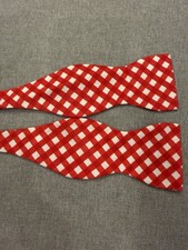 Red White Check Cotton Bow Tie 2.25 In Wide
