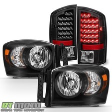 Black 2007-2008 Dodge Ram 1500 2500 3500 Headlightsled Tail Lights Brake Lamps