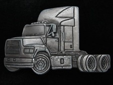 QC07145 VINTAGE 1970s CUT-OUT  SEMI-TRUCK CAB  PEWTER BELT BUCKLE