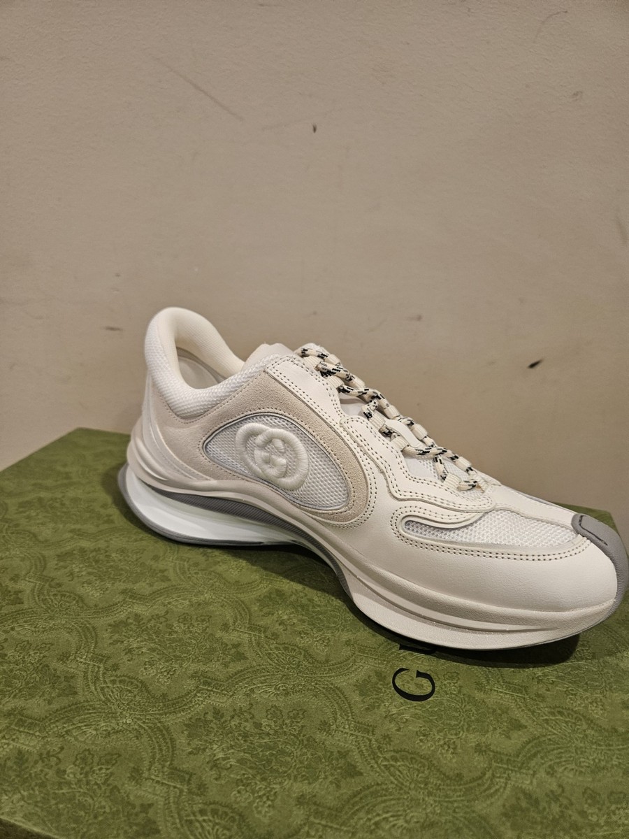 GUCCI Run GG White/Beige Leather Low Top Sneakers UK Size  display picture 1