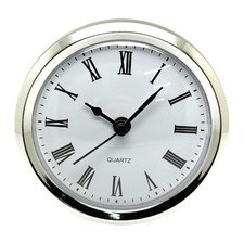 72mm Quartz Replacement Silver Bezel Clock Inserts Roman Numerals 56-58mm Hole