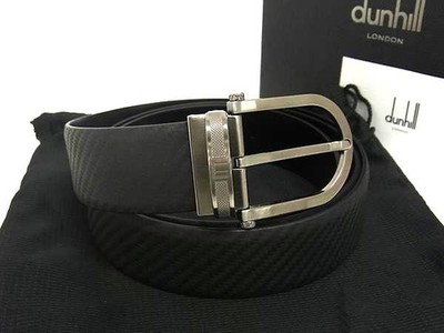 Dunhill Leather Silver Hardware Belt Size 42/107 Men's Black FJ5710