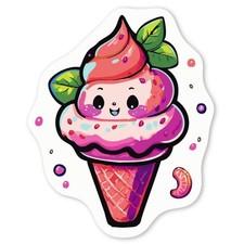 "Kawaii Stil bunte Eistüte" Aufkleber Sticker (DW045221)