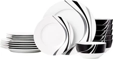 Amazon Basics Dinnerware Set, Microwave and Dishwasher Safe, Service for 6, 18-P